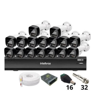 Imagem de Kit 16 Câmeras Intelbras 1220b Full Color Dvr Intelbras Imhdx 3132 Int