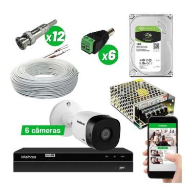 Imagem de Kit Cftv Intelbras 6 Cam VhL1120b Multi Hd 720p Dvr Mhdx Full Hd 1tb