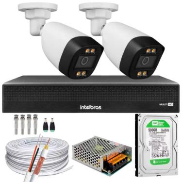 Imagem de Kit 2 Câmeras Segurança Imagem Colorida a Noite 1080p Full Hd Dvr Inte