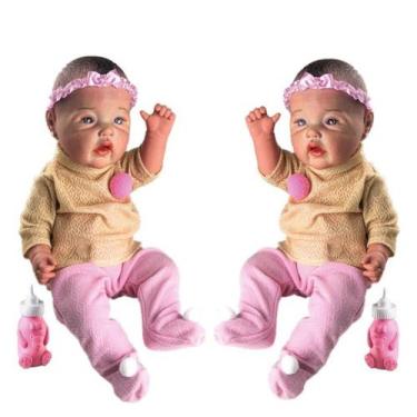 Imagem de Kit 2 Bebê Reborn Menina Rosa Vinil  - Milk Brinquedos