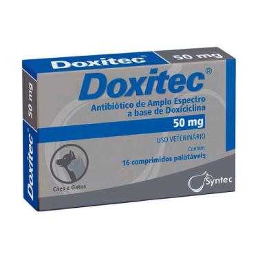 Imagem de Antibiótico Doxiciclina Doxitec para Cães 50mg com 16 Comprimidos - Sy