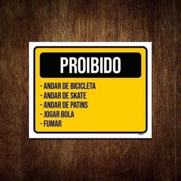 Imagem de Placa Sinalização - Proibido Andar Bibicleta Patins 18X23 - Sinalizo
