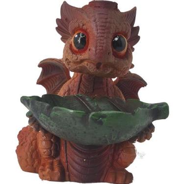 Imagem de Incensário decoracao  Cone Cascata Dragão Da Sorte - plat1, laranja