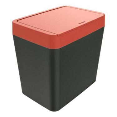 Imagem de Lixeira Cozinha Banheiro Escritório 5 Litros Crippa, Chumbo/vermelho