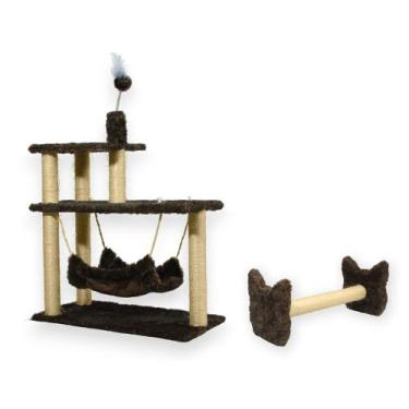 Imagem de Arranhador Para Gatos 3 Plataformas Rede E Brinquedos Poste Sisal Cara