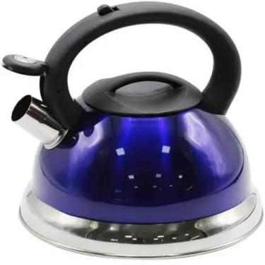 Imagem de Chaleira Inox Gold 3l Azul Fundo Duplo com Indução e Apito A5 4324-4