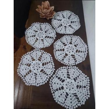 Imagem de 5 Toalhinhas Crochê Seda Branco - Danivi Enxovais 