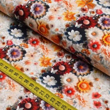 Imagem de Tecido Estampado Para Patchwork - Flores De Papel : Floral Bordô Com A