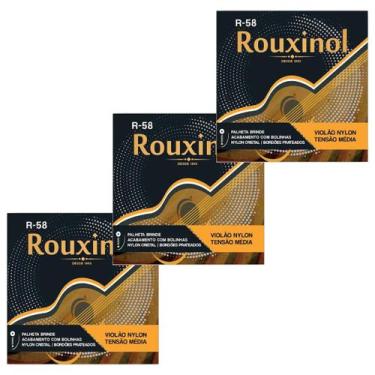 Imagem de Kit 3 Encordoamento Violão Nylon Rouxinol Tensão Média R58