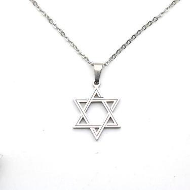 Imagem de Colar banhado pingente Estrela De Davi Em Aço Inox nao escurece antial