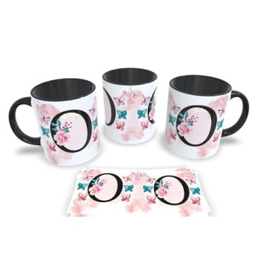 Imagem de Caneca Preta de Porcelana Personalizadas Alfabeto iniciais Nomes (O)
