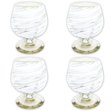 Imagem de MEXTEQUIL - Taças de Tequila Mexicana Autênticas Sopradas à Mão – Conjunto de 118 – 59 ml – Mini Snifters de Vidro – Base Pesada – Conhaque (Redemoinho Branco)