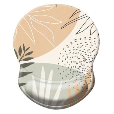 Imagem de Mouse pad ergonômico com suporte de pulso, almofada de descanso de pulso confortável para alívio da dor com base de poliuretano antiderrapante para jogos, casa, escritório e viagens (folhas modernas abstratas)