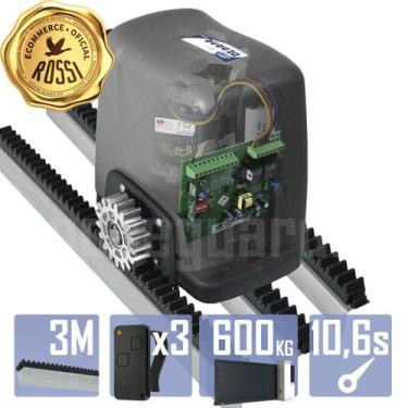 Imagem de Kit Motor Rossi 1/4CV Dz Nano Turbo 3m Crem 3 Control Portão Eletrônic