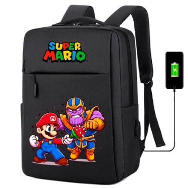 Imagem de Mochila USB Escolar Estampa Infantil Mario Bros Notebooks, Trabalho Es