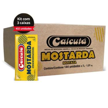 Imagem de 3Un Caixa De Sachês Mostarda Calcutá Amarela 7G Para Lanches Frango Sa