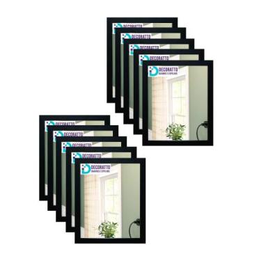 Imagem de kit 10 Espelhos 20x25 Moldura Preta para casa, decoração, sala, banhei