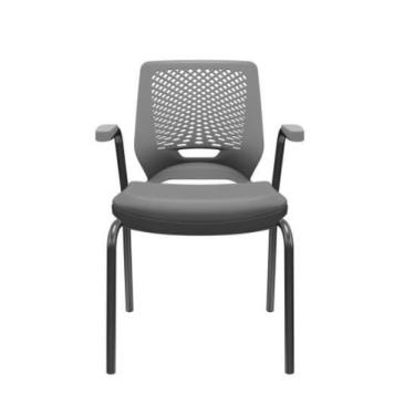 Imagem de Cadeira de Escritório Fixa Aproximação 4 pés com Braço Beezi Base Pret