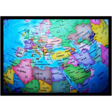 Imagem de Quadro Decorativo Mapa-Múndi Globo Terrestre Geografia Sala Escritório