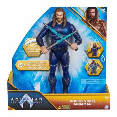 Imagem de Aquaman - Boneco de 30cm Ataque Duplo com Luz e Som DC - Aquaman O Fil