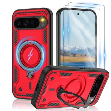 Imagem de Gritup Capa para Google Pixel 9 Pro XL: compatível com MagSafe e [2 películas HD], suporte giratório de metal, proteção antiimpressões digitais à prova de quedas de grau militar Pixel 9 Pro XL,