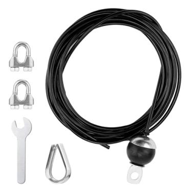 Imagem de NQEUEPN Cabo de polia fitness de 497,8 cm, cabos de substituição ajustáveis para academia em casa, sistema de polia, corda de aço resistente, 5 mm de espessura para polia, acessórios de máquina,
