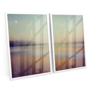 Imagem de Quadro Duplo Praia Paisagem Moderno Degradê Para Escritório - Bimper, 