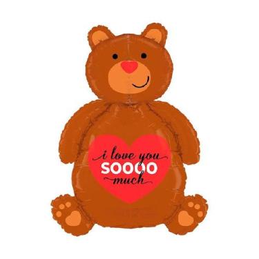Imagem de Balão de Festa Metalizado 3d 1,21cm - Urso com Coração - 1 unidade - F