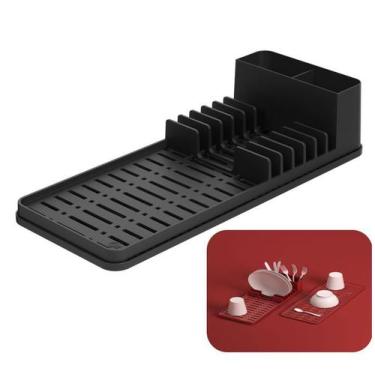 Imagem de Escorredor De Louças com Bandeja Pratos Talheres Copos Pia Cozinha - 1