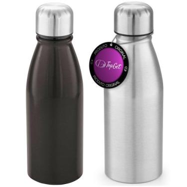 Imagem de Kit 2x Squeeze Alumínio 500 ml Wave TopGet Prata e Chumbo