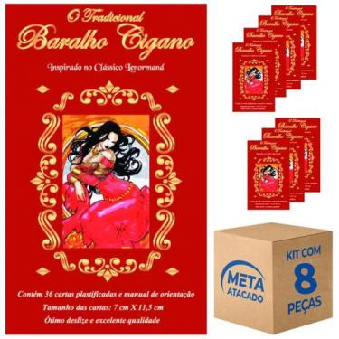 Imagem de Kit C/ 8 O Tradicional Baralho Cigano 36 Cartas Plastificado - META AT