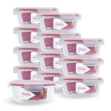 Imagem de Kit 12 Potes Redondo Vidro Hermético Forno Freezer 1300ml - NABOX, Ver