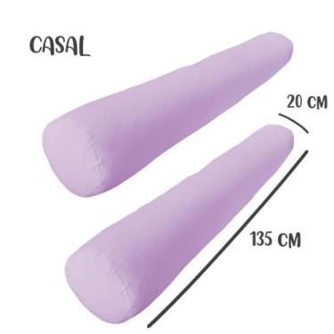 Imagem de Kit 02 Capas para Rolo de Cabeceira Casal 135x20cm Lilás Arrumadinho E