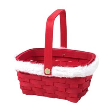 Imagem de Vaveren Cesta de presente de Natal Cesta de armazenamento Cesta de embrulho reutilizável Cesta de doces multifuncional de ano novo Cesta de sacola de Natal, Vermelho Sem Embalagem