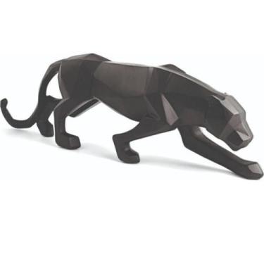 Imagem de Decoraçao Pantera Escultura Leopardo Estatua Grande 48cm - H2, Preto