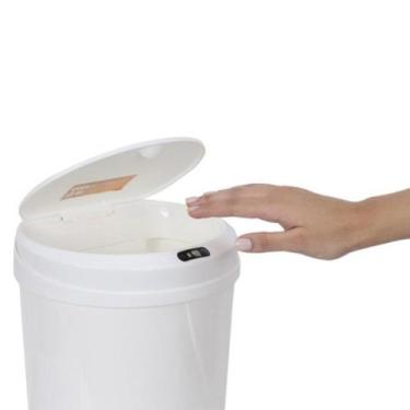 Imagem de Lixeira Automática Redonda 12 Litros com Sensor Branca - Globalmix