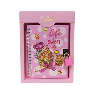 Imagem de Diario com Cadeado e Chaves 45 Follhas com Estampas - DT PRESENTES, Ro