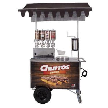 Imagem de Carrinho de Churros Gourmet R2 4 Doceiras e Masseira Fuso Inox R0079