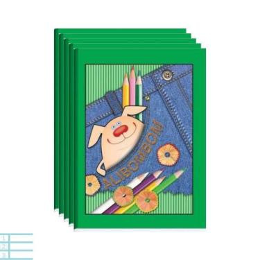 Imagem de Kit 5 Caderno Brochurão Alibombom 123 80 Folhas Verde CD - Máxima