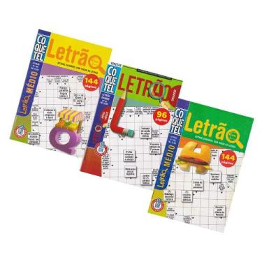 Imagem de Kit 3 Livros de Passatempos Coquetel Diretas Letrão Palavras Cruzadas 