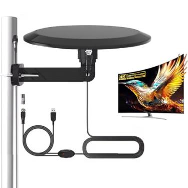 Imagem de Antena de TV omnidirecional externa para Smart TV, antenas HDTV externa/interna de longo alcance para trailer, barco, com cabo coaxial de 9,8 m