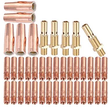Imagem de Kit de pistola de solda MIG difusor de bocal de ponta de 0,58 cm adequado para 100L Tweco Mini/#1 inclui (pontas de contato 11-23 0.1 cm, bocais de gás 21-50 1/5.1 cm, 35-50 difusor de soldagem) (40