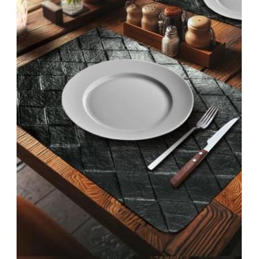 Imagem de 6 Jogo Americano Kori Preto Impermeável Pvc - Imita Couro