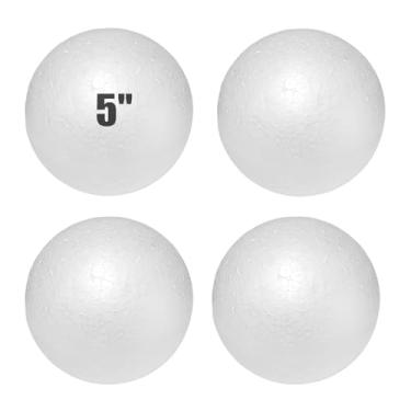 Imagem de Bolas de isopor, 12 cm, 4 peças, grandes bolas de espuma branca para artesanato, faça você mesmo para casa e escola, redondas lisas e lisas para projetos de artes e artesanato