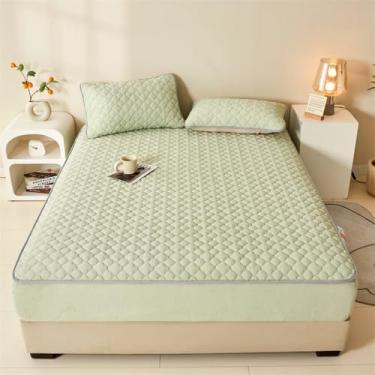 Imagem de Capa de colchão, protetor de colchão, protetor de colchão de veludo, espesso, quente, macio, respirável, capa protetora contra poeira com bolso profundo, solteiro, Queen, tamanho king,