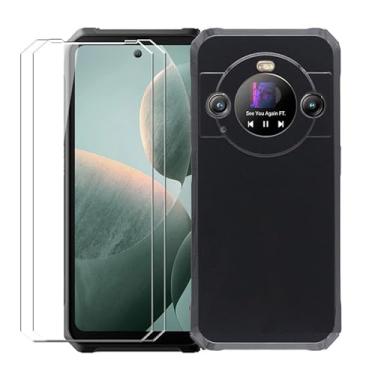 Imagem de WDMYLFTW Capa para Blackview BL9000 + [pacote com 2] película protetora de tela de vidro temperado - Capa protetora de TPU (poliuretano termoplástico) macio e flexível de silicone transparente à prova