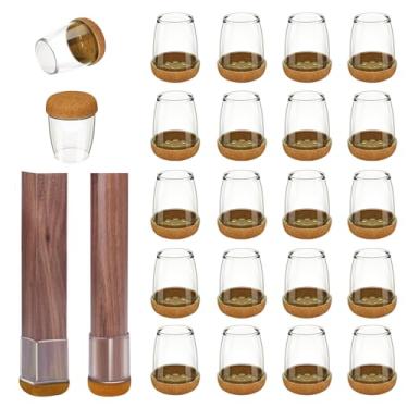 Imagem de Wardfate 20Pcs Protetores de Piso de Perna de Cadeira de Silicone Transparente para Pisos de Madeira, Deslizantes Redondos e Quadrados, Capas de Perna de Móveis de Feltro- Almofada (Redondo-Pequeno,)