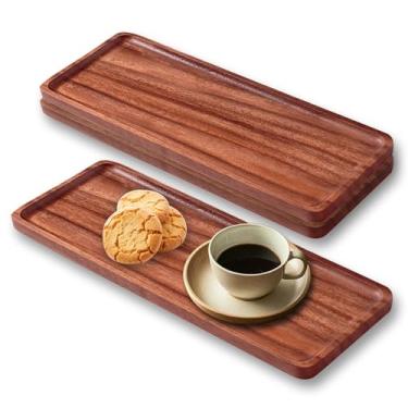 Imagem de Bandejas retangulares de madeira de acácia maciça de 13,8 x 14 cm para decoração de casa, tábua de charcutaria, bandeja de bancada de banheiro, bandeja de tanque de vaso sanitário (3)
