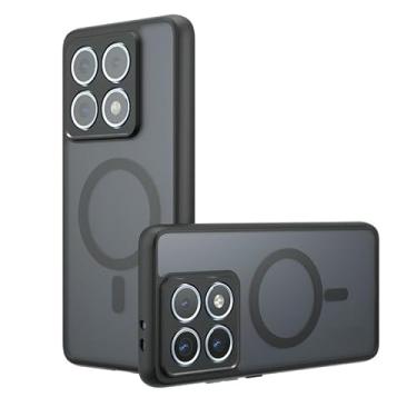 Imagem de Kukoufey Capa compatível com Xiaomi 14T Pro, compatível com MagSafe, compatível com Xiaomi 14T Pro capa de celular magnética antichoque embutida preta