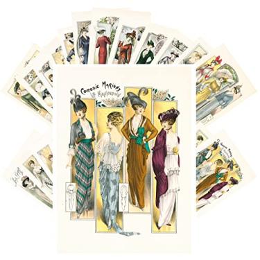 Imagem de PIXILUV Cartões postais vintage (24 peças 10 x 15 cm ea) Lindas senhoras da era dos anos 1900 em lindos vestidos de festa cartões postais vintage cartão de felicitações retrô livro ilustração reimpressão